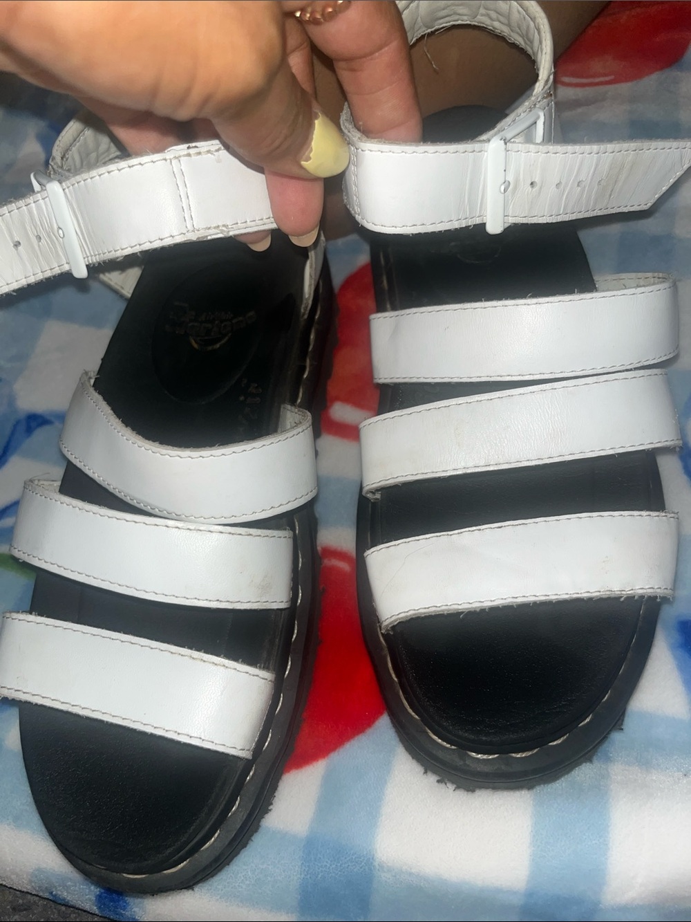 Dr. Martens White Triple-Strap Sandals